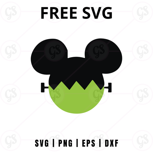 Halloween Frankenstein Mouse SVG Free | Green Monster Ears Design for Cricut & Silhouette