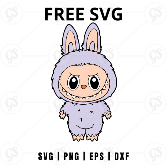 Lavender Bunny SVG Free | Soft Pastel Labubu Style Character for Cricut & Silhouette