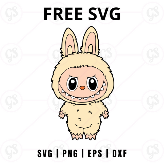 Yellow Bunny Outfit SVG Free | Cream Hoodie Character Cut File for Cricut & Silhouette