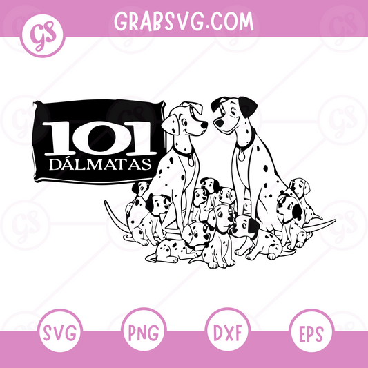 101 Dalmatians SVG Free | Classic Family Group of Dalmatians for Cricut & Silhouette