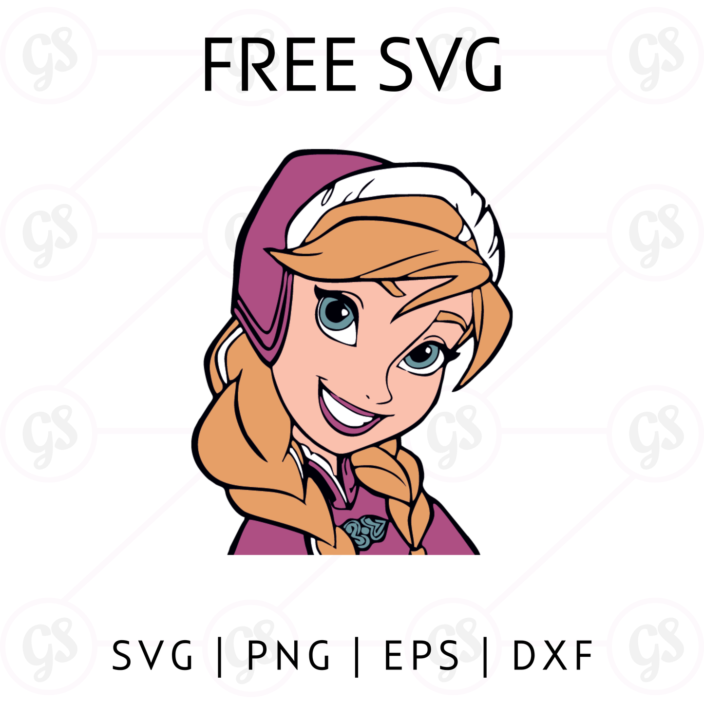 Anna SVG Free | Smiling Princess Character Cut File for Cricut & Silhouette