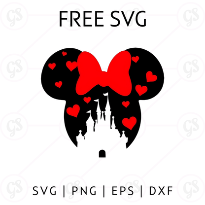 Valentine Minnie Castle SVG Free | Hearts Love Design for Cricut & Silhouette