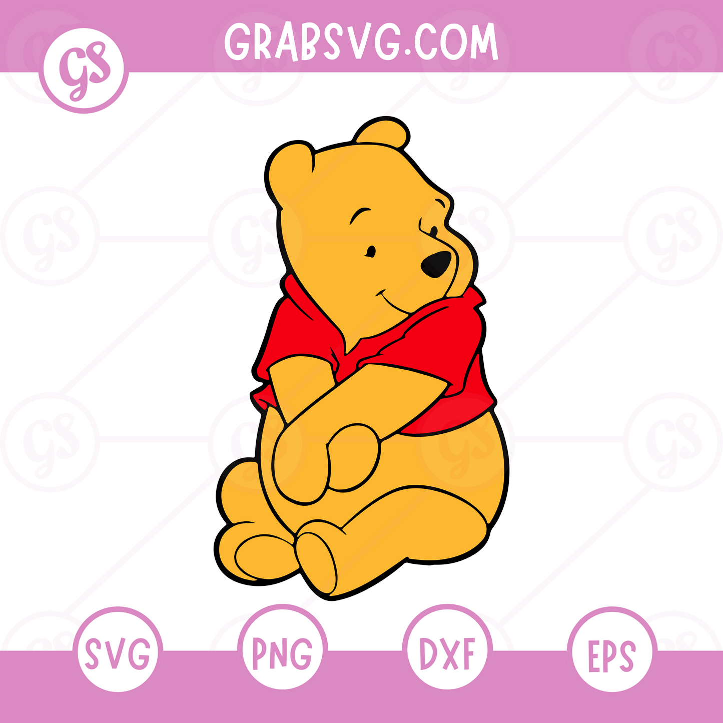 Winnie the Pooh SVG Free | Cute Sitting Bear Printable SVG Design for T-Shirt Printing