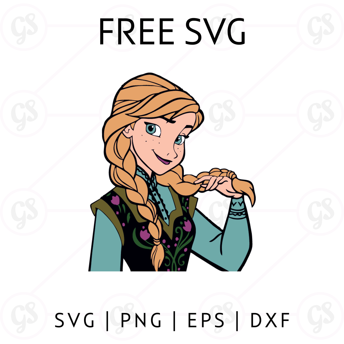 Anna SVG Free | Braided Hair Princess Design for Cricut & Silhouette