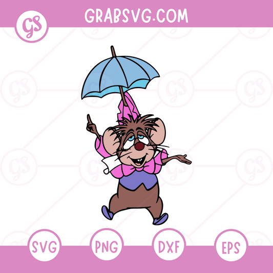 Mad Hatter Mouse SVG Free | Umbrella & Teacup Wonderland Cut File for Cricut & Silhouette