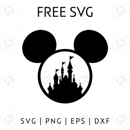 Mickey Castle Silhouette SVG Free | Disney Inspired Cut File for Cricut & Silhouette