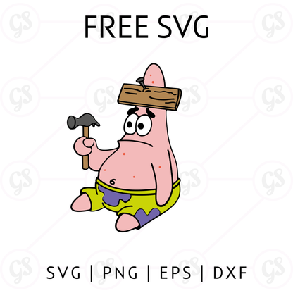 Patrick Star Meme SVG Free | Funny Cartoon Cut File for Cricut & Silhouette