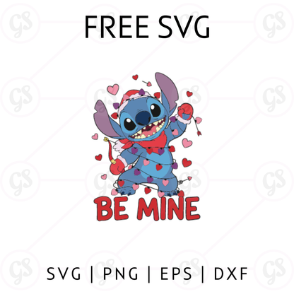 Stitch Be Mine Hearts SVG Free | Cute Valentine Love Design for Cricut & Silhouette
