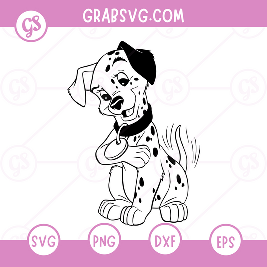 101 Dalmatians SVG Free | Adorable Puppy Sitting with Head Tilt for Cricut & Silhouette