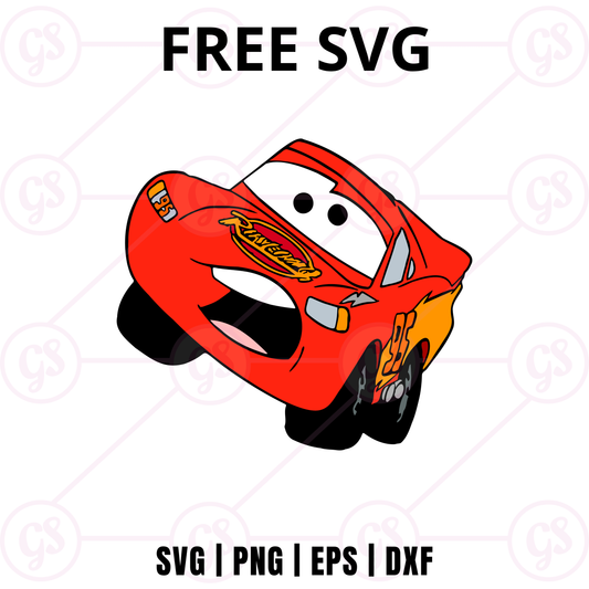 Cars SVG Free | Red Race Car Character Cut File for Cricut & Silhouette