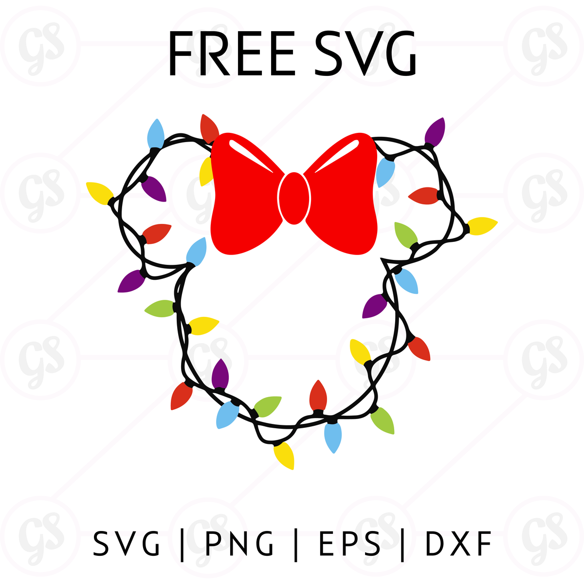 Christmas Lights Mickey SVG Free | Colorful String Lights Design for C ...