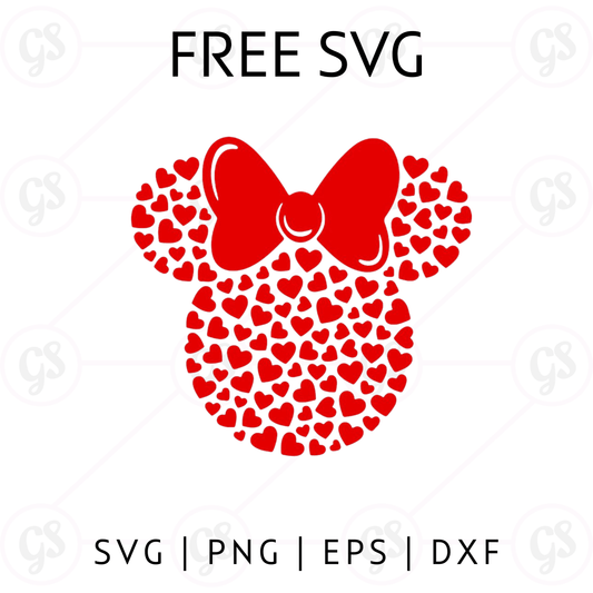Heart Minnie Head SVG Free | Valentine Love Design for Cricut & Silhouette