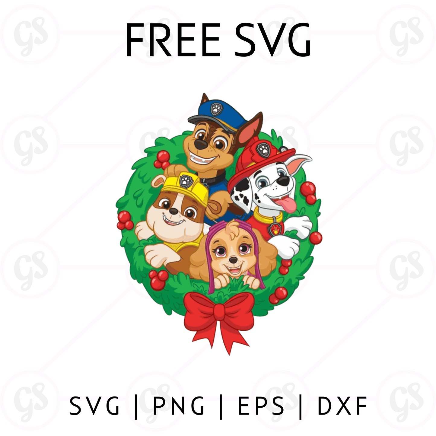 Paw Patrol Christmas SVG Free | Puppy Wreath Holiday Design for Cricut & Silhouette