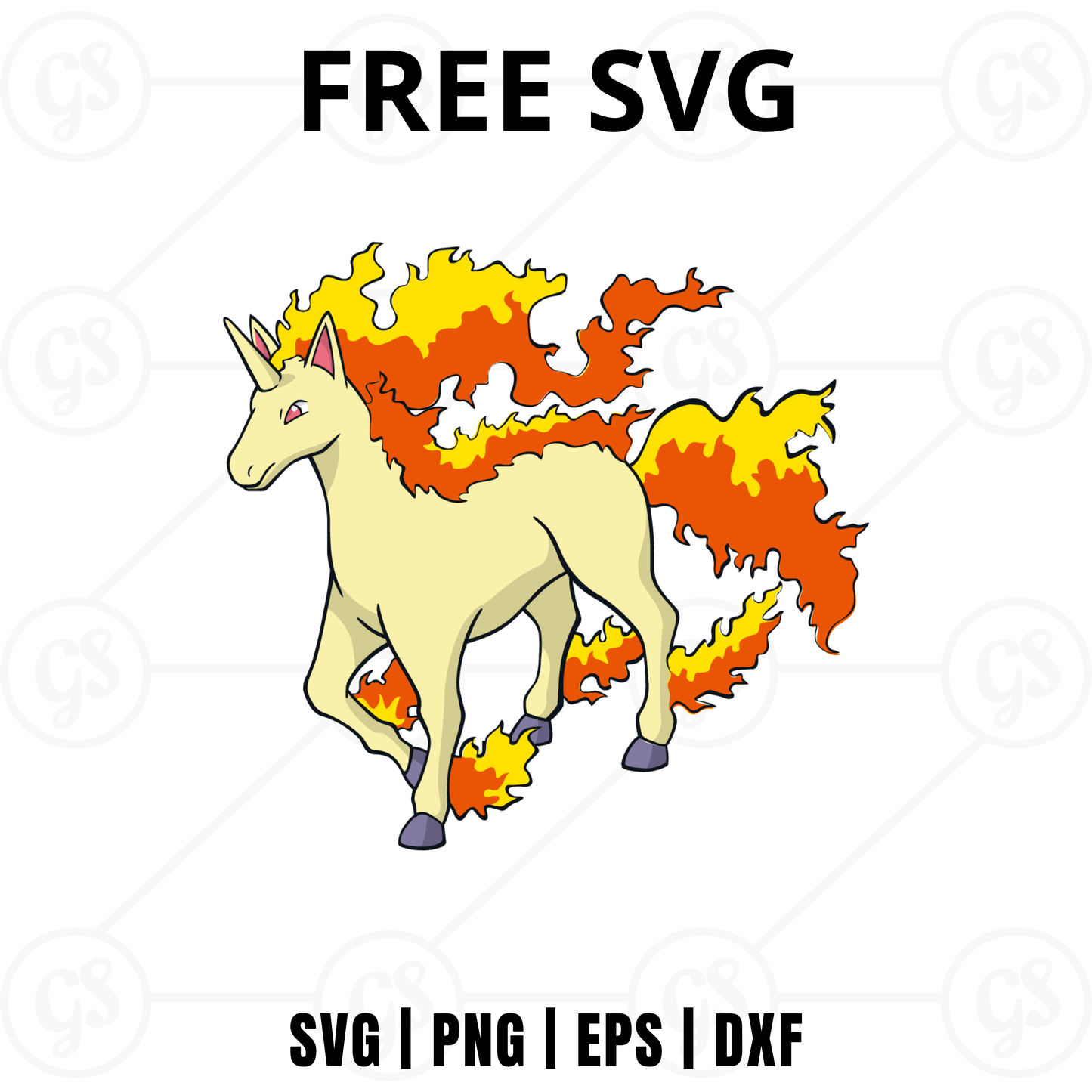 Rapidash SVG Free | Pokemon Fire Horse Character Cut File for Cricut & Silhouette