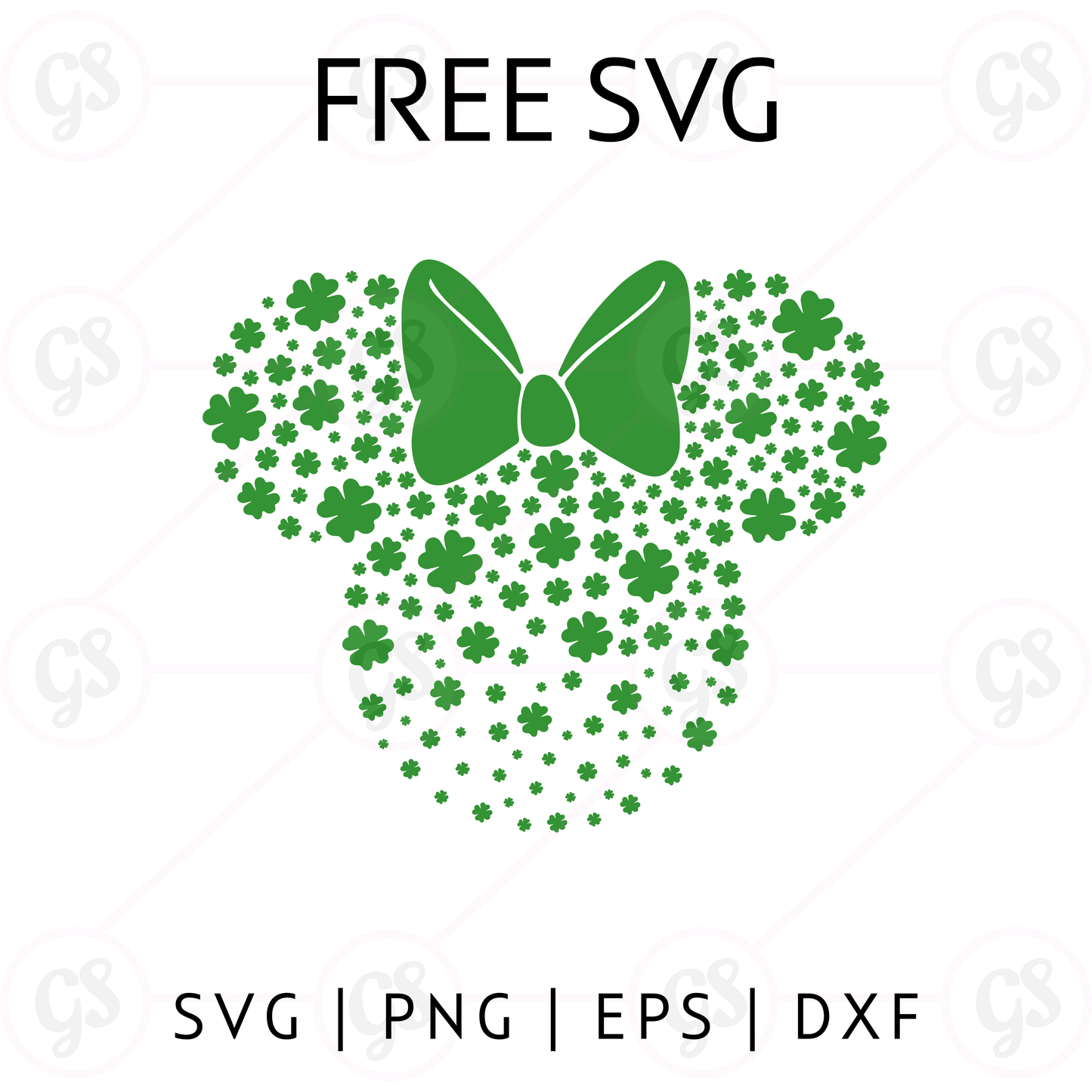 Shamrock Minnie Head SVG Free | Green Clover Mouse Cut File for Cricut & Silhouette