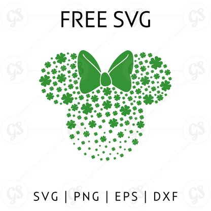 Shamrock Minnie Head SVG Free | Green Clover Mouse Cut File for Cricut & Silhouette