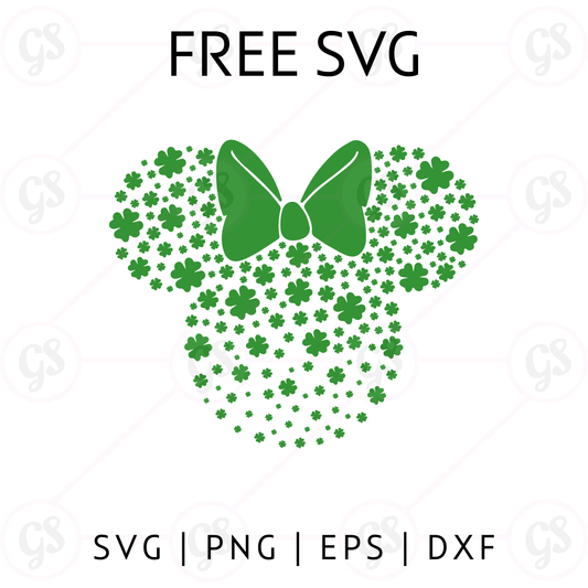 Shamrock Minnie Head SVG Free | Green Clover Mouse Cut File for Cricut & Silhouette
