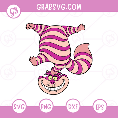 Upside Down Cheshire Cat SVG Free | Playful Wonderland Cat for Cricut & Silhouette
