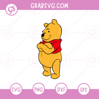 Winnie the Pooh SVG Free | Standing Pooh Bear with Hands Behind Back SVG Cut File