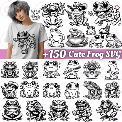 150+ Cute Frog SVG & PNG Bundle – Kawaii Frog Clipart for Cricut, Sublimation & Crafts
