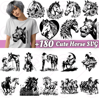 180+ Horse SVG Bundle Designs for Cricut, Silhouette & Sublimation