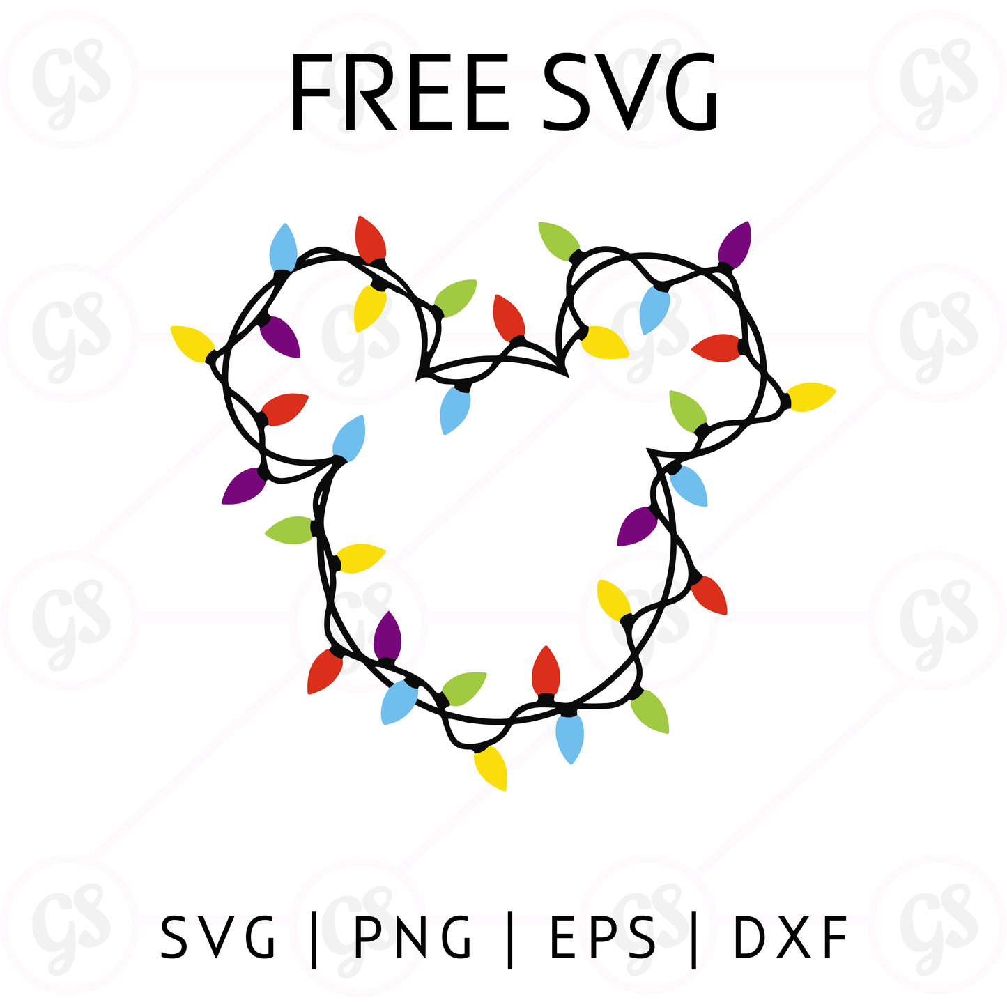 Christmas Lights Mouse SVG Free | Holiday Light Outline Cut File for Cricut & Silhouette