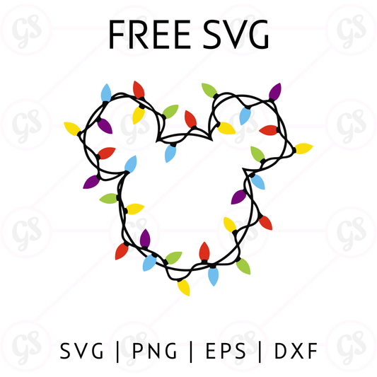 Christmas Lights Mouse SVG Free | Holiday Light Outline Cut File for Cricut & Silhouette