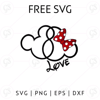 Mickey Minnie Love SVG Free | Cute Valentine Cut File for Cricut & Silhouette