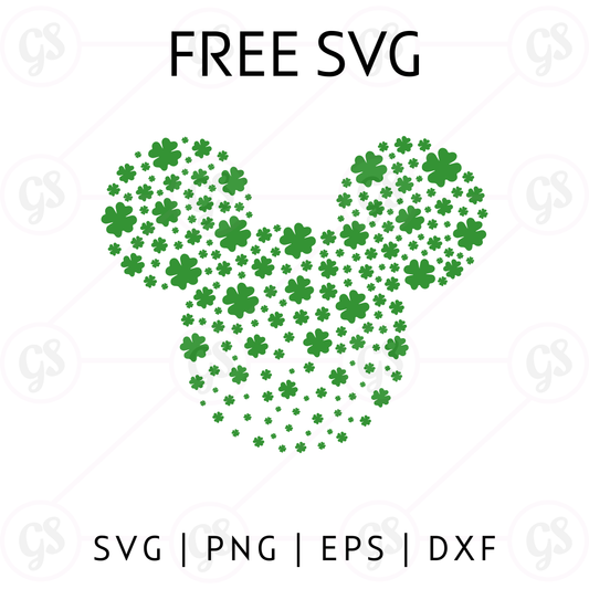 Shamrock Mickey Head SVG Free | Lucky Clover Mouse Cut File for Cricut & Silhouette