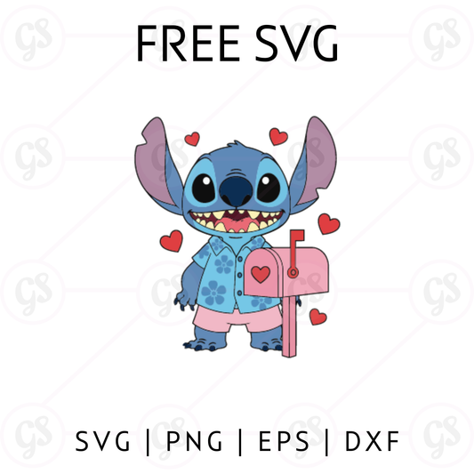 Stitch Valentine Love Letter SVG Free | Cute Mail Heart Design for Cricut & Silhouette