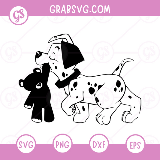101 Dalmatians SVG Free | Puppy Hugging Teddy Bear Clipart for Cricut & Silhouette