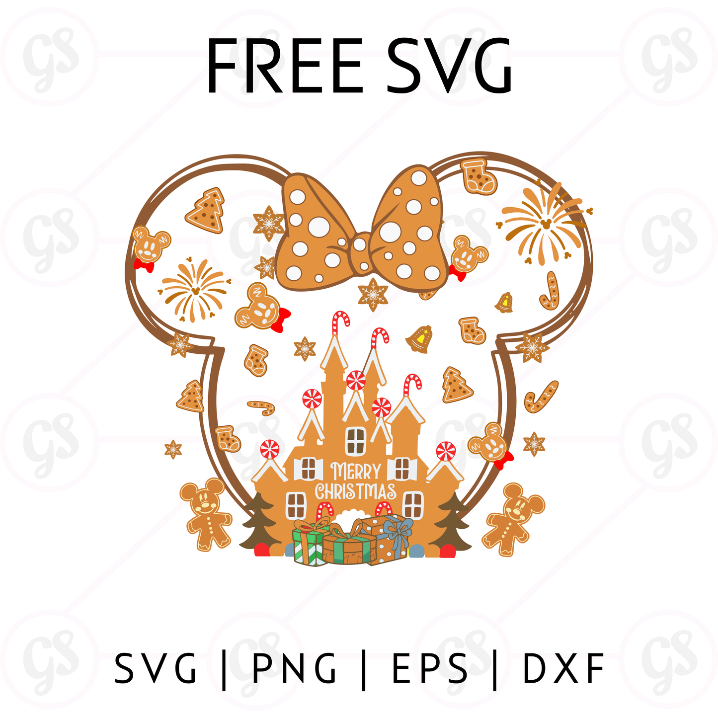 Gingerbread Castle Mickey SVG Free | Cookie Christmas Castle Design for Cricut & Silhouette
