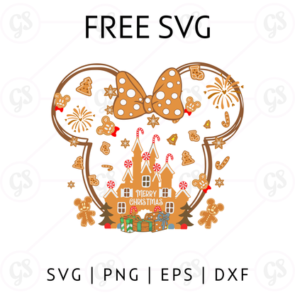 Gingerbread Castle Mickey SVG Free | Cookie Christmas Castle Design for Cricut & Silhouette