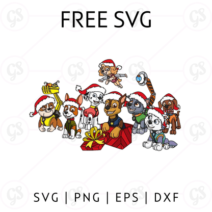 Paw Patrol Christmas SVG Free | Big Puppy Family Holiday Scene for Cricut & Silhouette