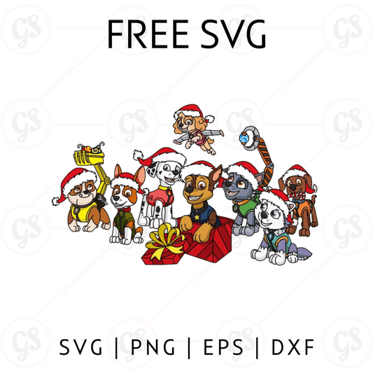 Paw Patrol Christmas SVG Free | Big Puppy Family Holiday Scene for Cricut & Silhouette