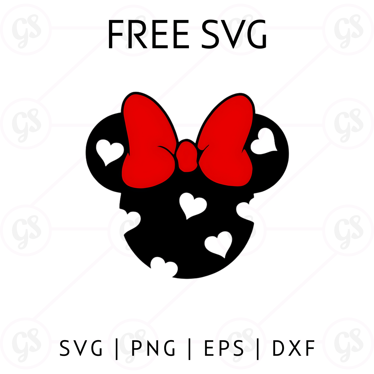 Valentine Minnie Head SVG Free | Heart Pattern Design for Cricut & Silhouette