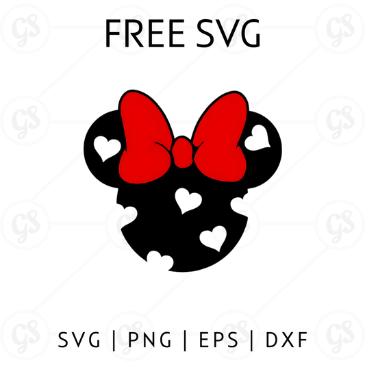 Valentine Minnie Head SVG Free | Heart Pattern Design for Cricut & Silhouette