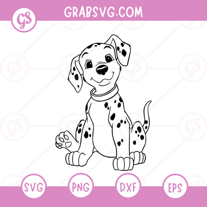 101 Dalmatians SVG Free | Happy Sitting Puppy Smiling for Cricut & Silhouette
