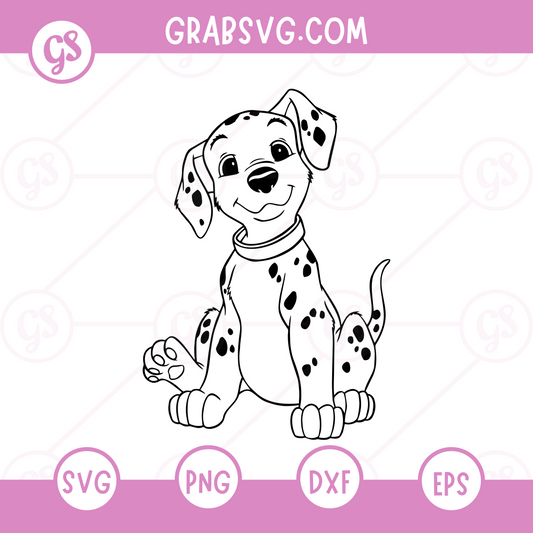 101 Dalmatians SVG Free | Happy Sitting Puppy Smiling for Cricut & Silhouette