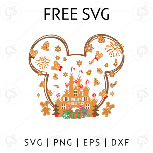 Gingerbread Mouse Castle SVG Free | Cute Cookie Christmas Cut File for Cricut & Silhouette