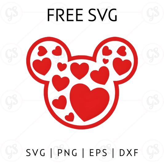 Heart Mickey Head SVG Free | Love Theme Cut File for Cricut & Silhouette