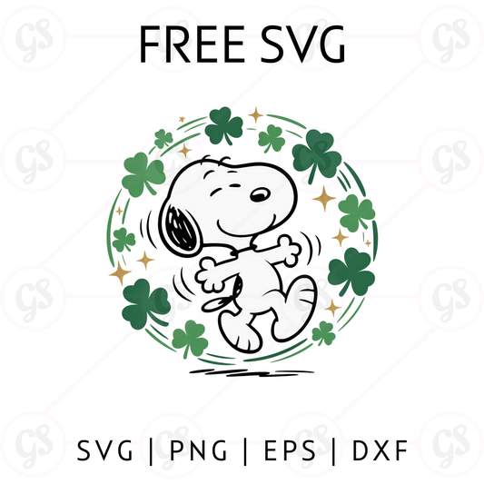 Snoopy Shamrock Circle SVG Free | Cute St Patrick’s Day Clover Frame for Cricut & Silhouette
