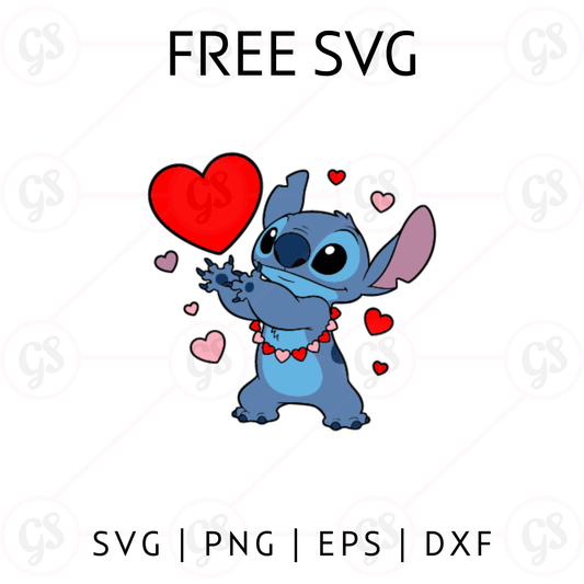 Stitch Heart Balloon SVG Free | Cute Dancing Valentine Design for Cricut & Silhouette