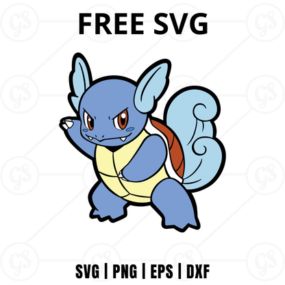 Wartortle SVG Free | Pokemon Water Character Cut File for Cricut & Silhouette