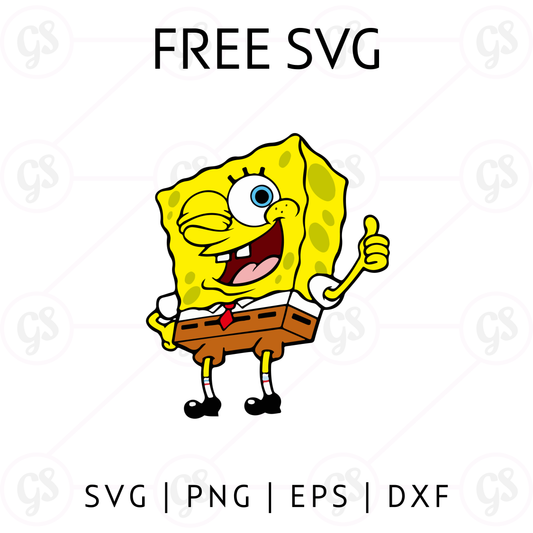 Winking SpongeBob SVG Free | Funny Cartoon Cut File for Cricut & Silhouette