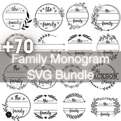 70+ Family Monogram SVG Bundle Monogram Frames for Cricut & Silhouette