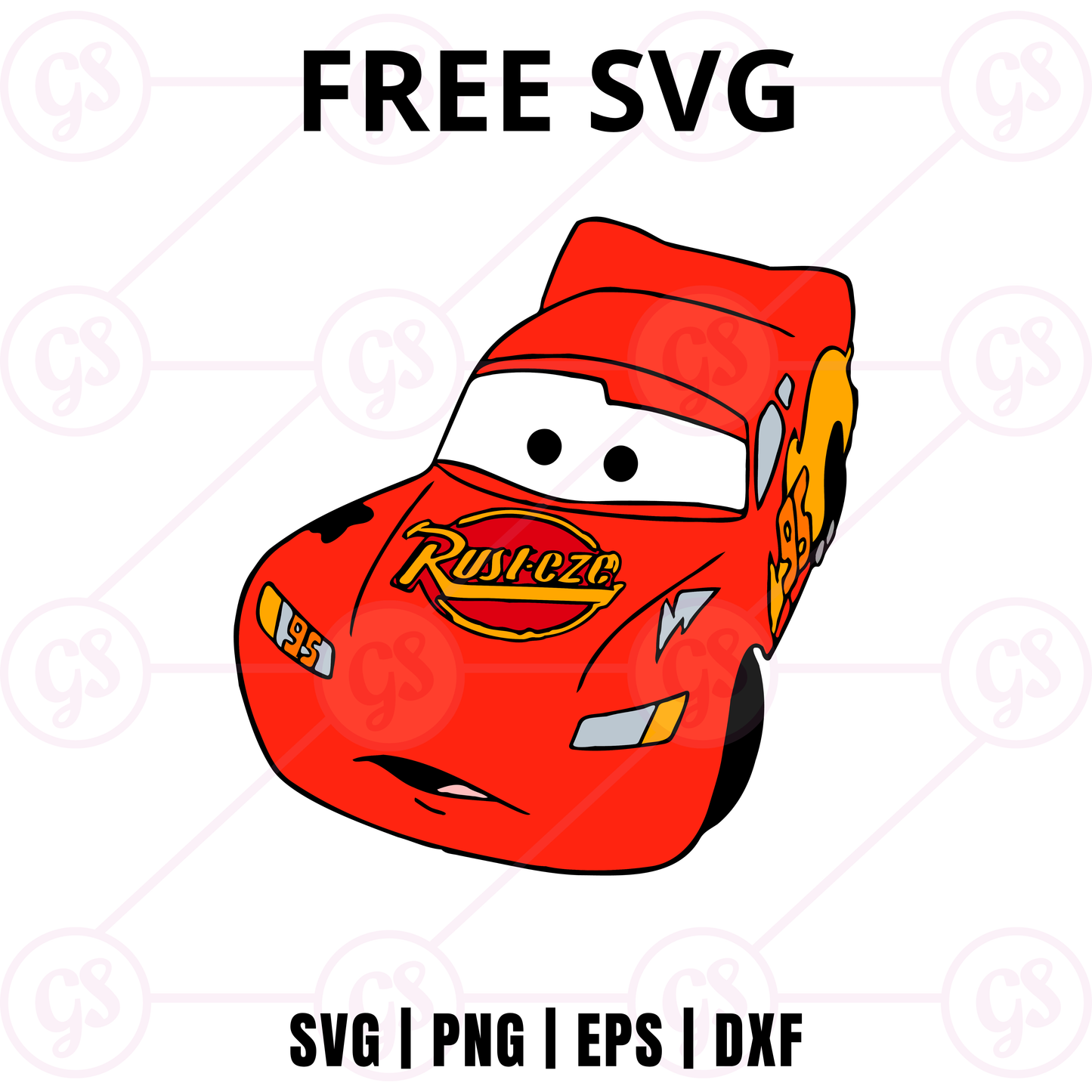 Cars SVG Free | Red Race Car Character Cut File for Cricut & Silhouette