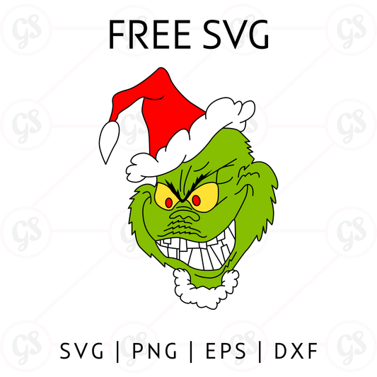 Grinch SVG Free | Evil Smiling Grinch Face for Cricut & Silhouette