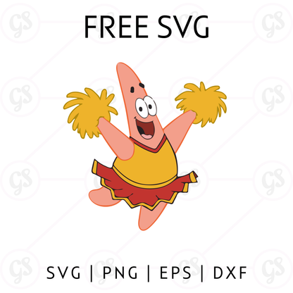 Patrick Cheerleader SVG Free | Funny Cartoon Cut File for Cricut & Silhouette