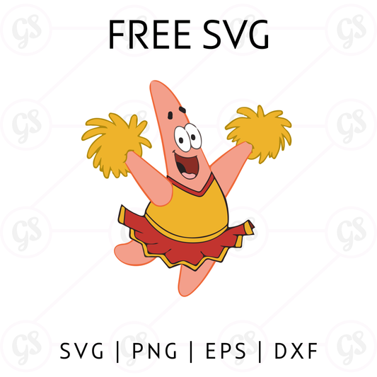 Patrick Cheerleader SVG Free | Funny Cartoon Cut File for Cricut & Silhouette